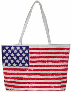 Sequin & Beaded USA Flag Handbag