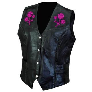 Ladies Rose Design Leather Vest (Size L)